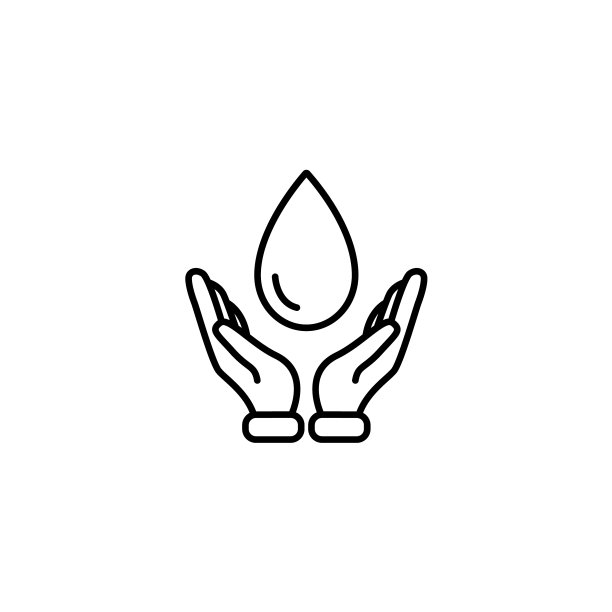 网页线性图标：手中的水滴图片下载
