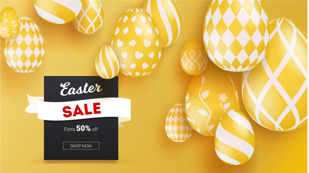 复活节假期出售逼真的3d复活节彩蛋图片下载