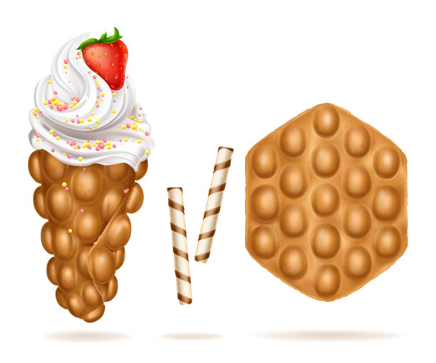 香港或比利时的泡泡华夫饼图片下载