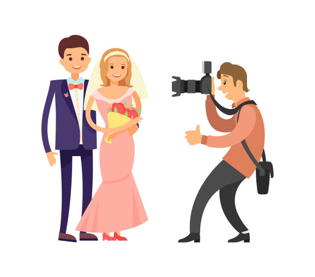 新婚快乐，新郎新娘合照图片下载