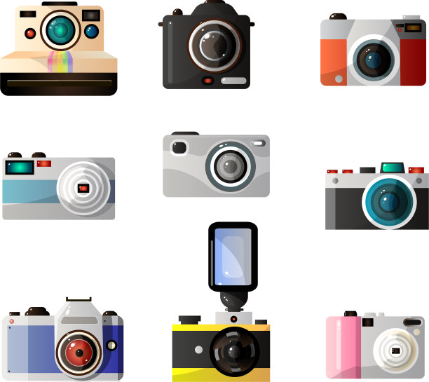 复古和现代数码相机集图片下载