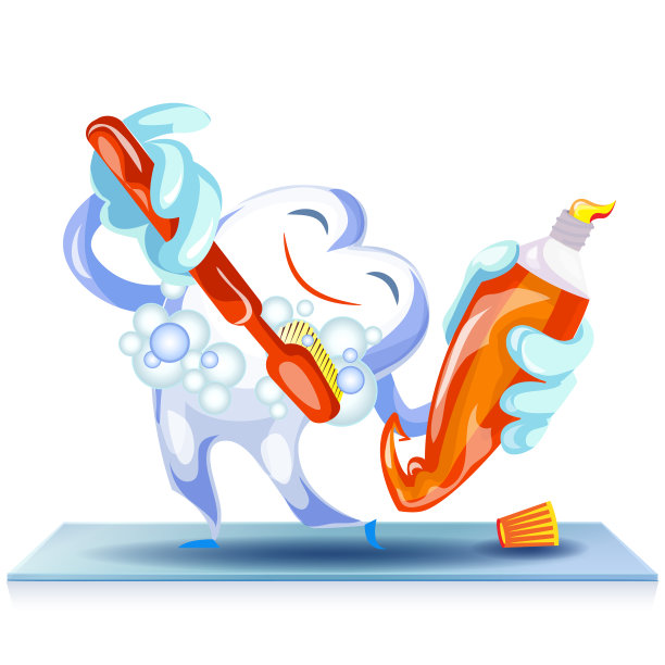 快乐清洁牙齿概念背景卡通图片下载