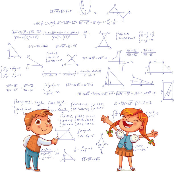 孩子们在学校董事会上画几何图形图片下载