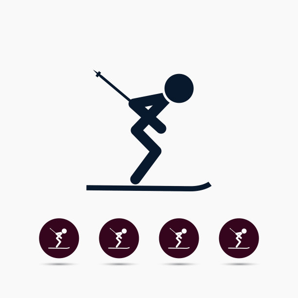 滑雪者图标简单的运动员元素滑雪符号图片下载