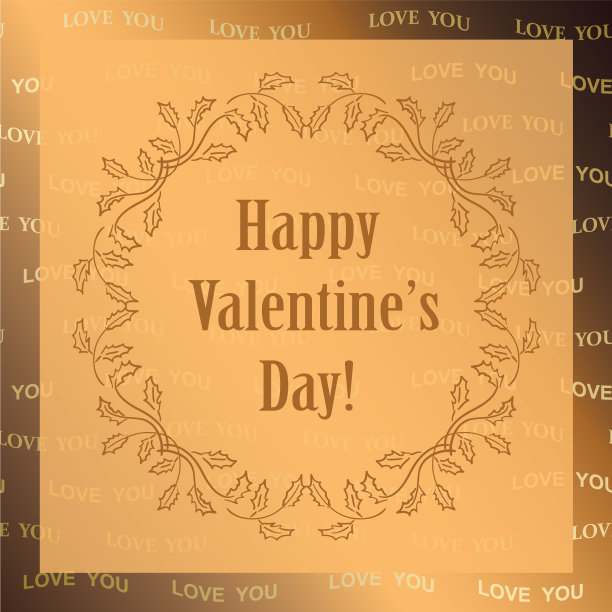 金色装饰背景-情人节快乐图片下载