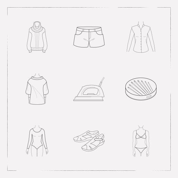 服装图标线条风格符号合集图片下载