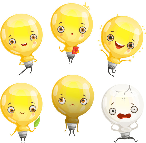 灯泡人物卡通灯吉祥物在动态图片下载