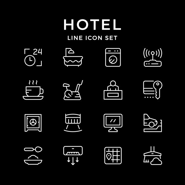 设置酒店的线条图标图片下载