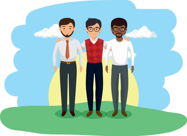 一群男人在风景里图片下载