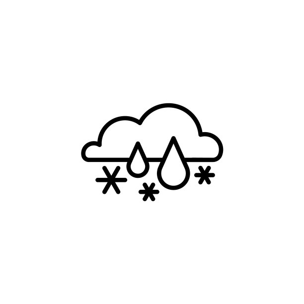 白色背景上的黑色雨夹雪网页图标图片下载