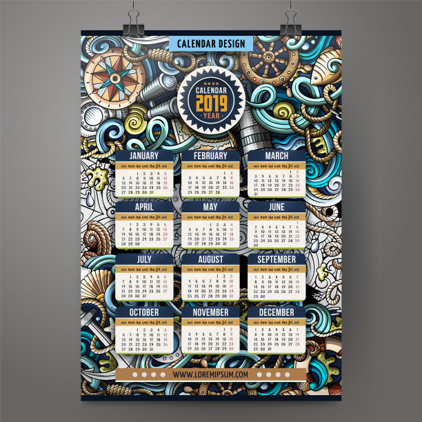 卡通彩色手绘涂鸦航海2019图片下载