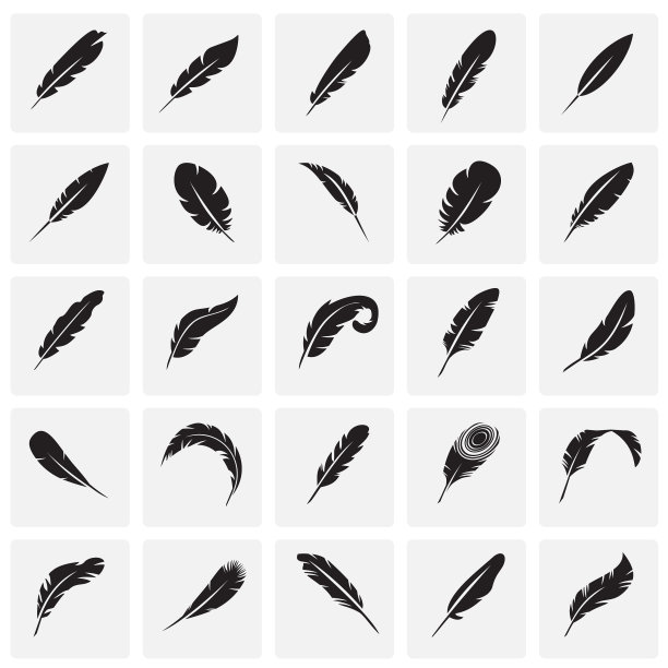 羽毛图标设置在方块背景图片下载