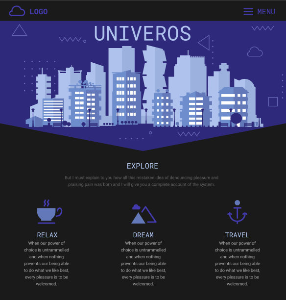 一页网站设计与城市标题图片下载