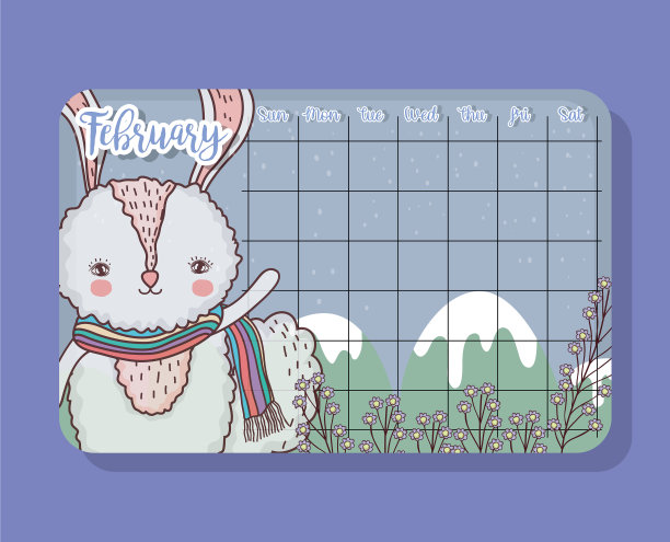 月历里有兔子可爱的动物图片下载