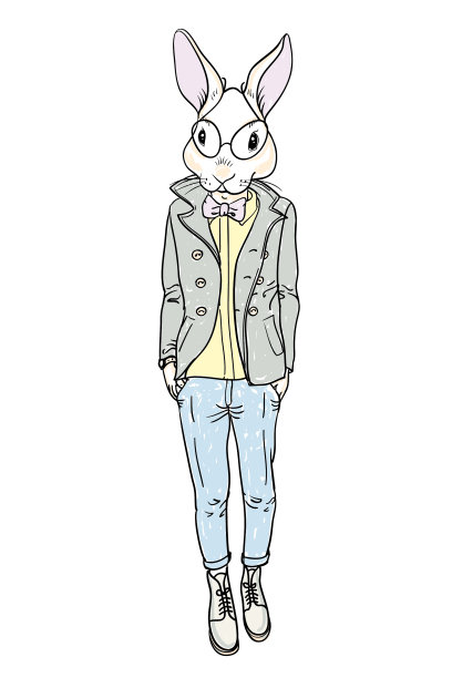 兔子人模特时装人站着图片下载