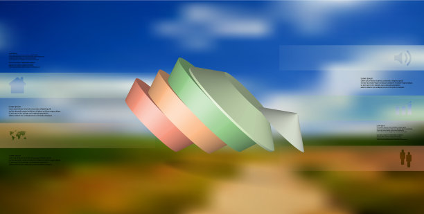 三维信息图模板与圆形五边形图片下载