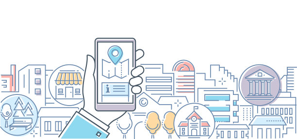 城市生活-现代线条设计风格图片下载