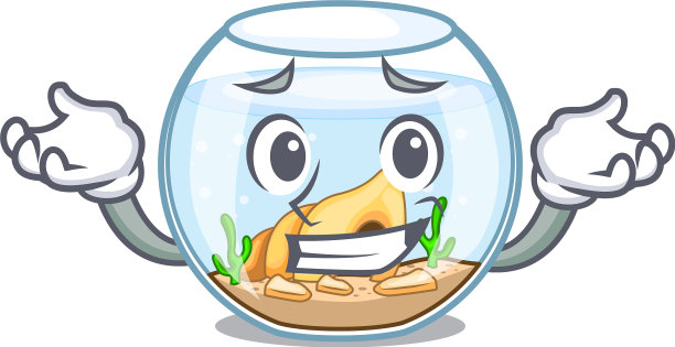 咧嘴笑的玻璃球鱼缸吉祥物图片下载