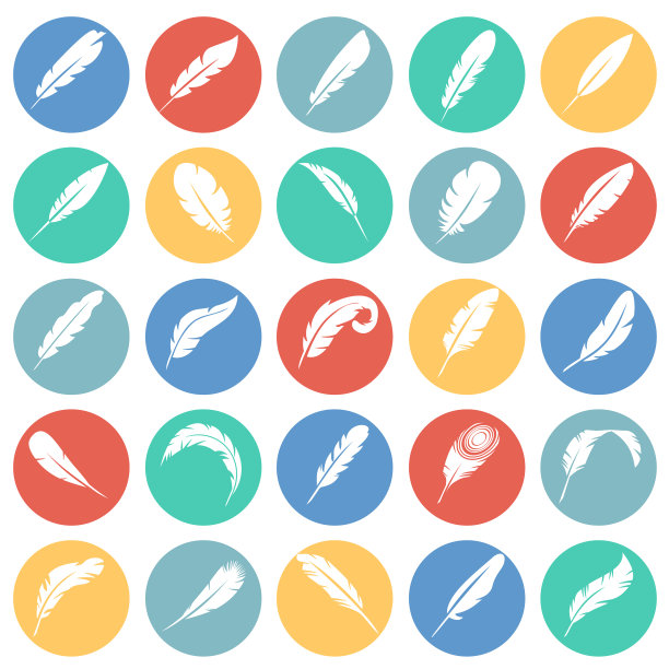 羽毛图标设置在颜色圈背景为图片下载