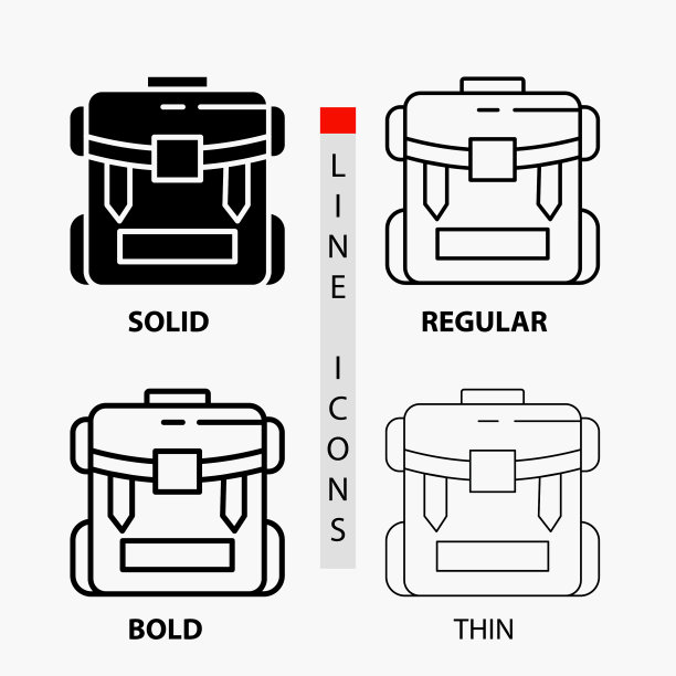 背包露营拉链徒步旅行行李的图标在薄图片下载
