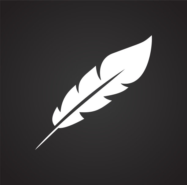 羽毛图标设置为黑色背景的图形图片下载