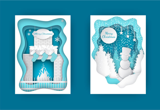 圣诞壁炉里有燃烧着的雪人图片下载