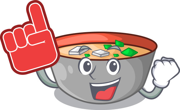 泡沫手指美味的一餐味增汤卡通图片下载
