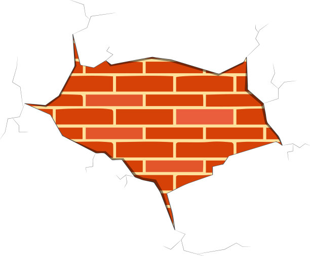 孤立砖墙裂缝图片下载