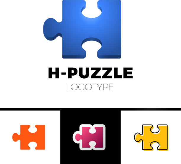 拼图3D字母H标志图标模板图片下载