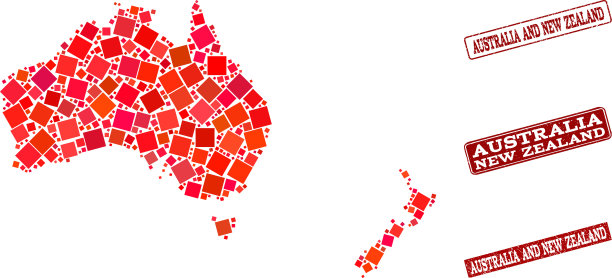 澳大利亚和新的红色马赛克地图拼贴图片下载
