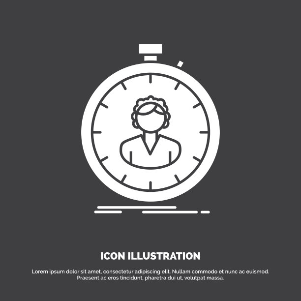 快速秒表计时器女孩图标字形符号图片下载