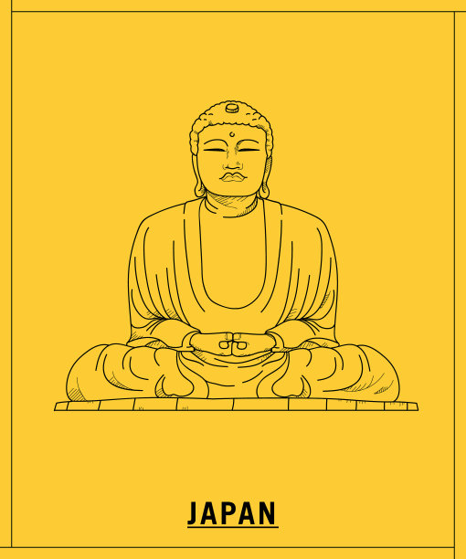 镰仓大佛手绘草图图片下载