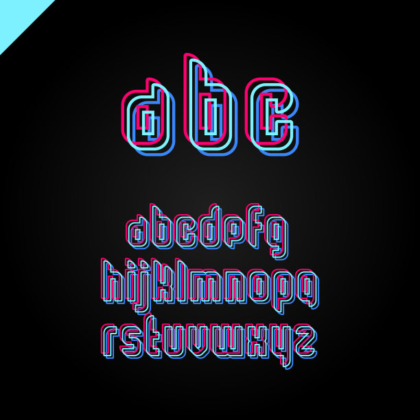 方形字母简单的字体和字母集图片下载