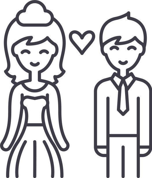 幸福的新婚夫妇线图标概念幸福的新婚夫妇图片下载