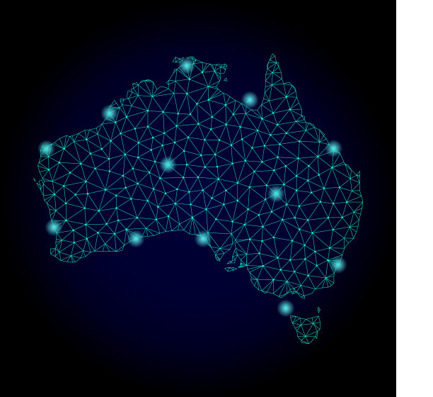 用多边形线框网格绘制澳大利亚地图图片下载