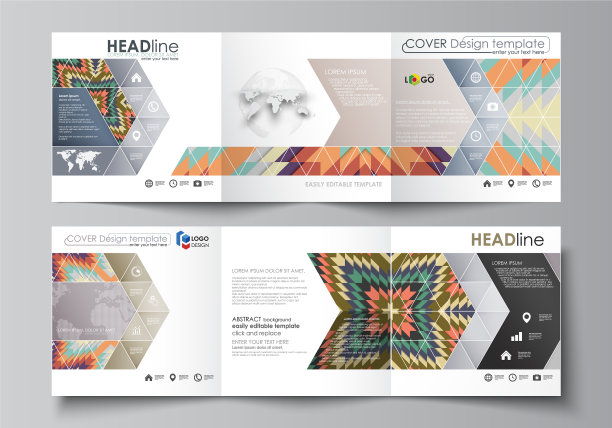 三折正方形的业务模板集图片下载