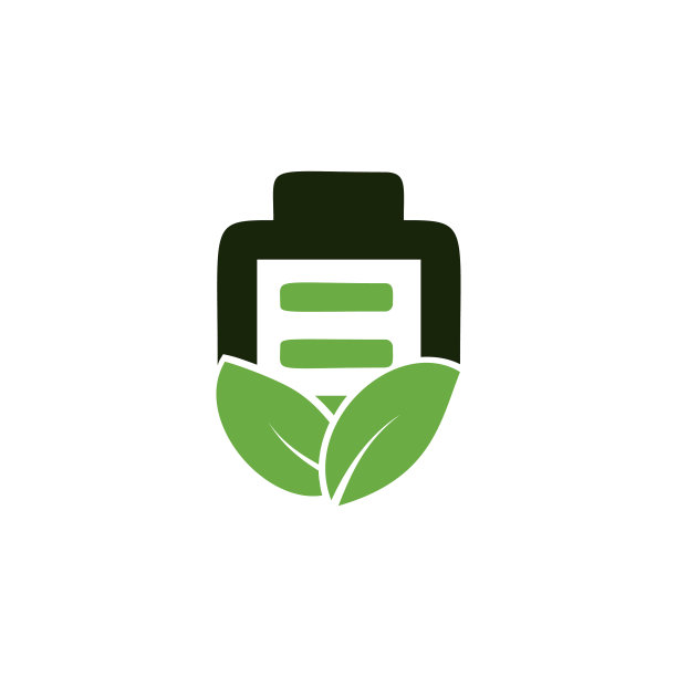 生态自然叶片和电池标志模板图片下载
