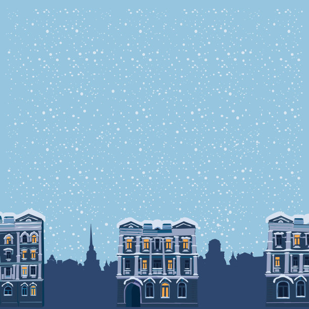 冬夜景观的房屋剪影图片下载