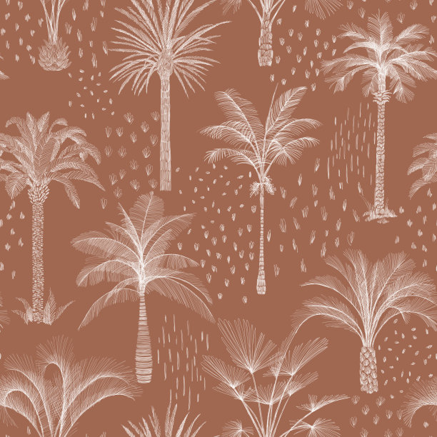 棕榈树无缝图案。假日夏季热带背景。图片下载