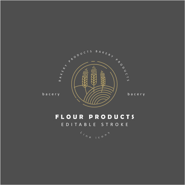 天然面粉产品的图标和标志图片下载