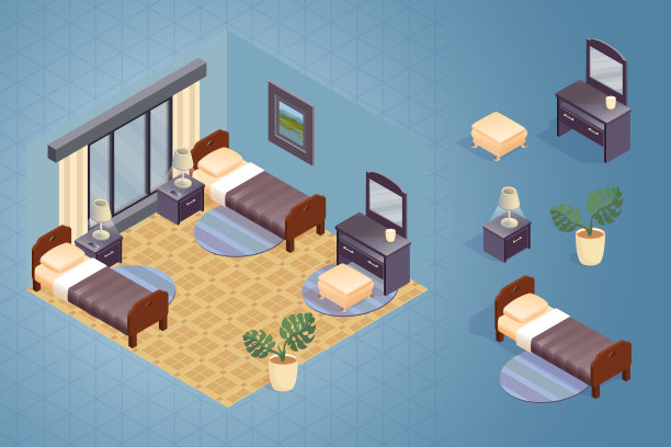 内部的碎片与详细的等距图片下载