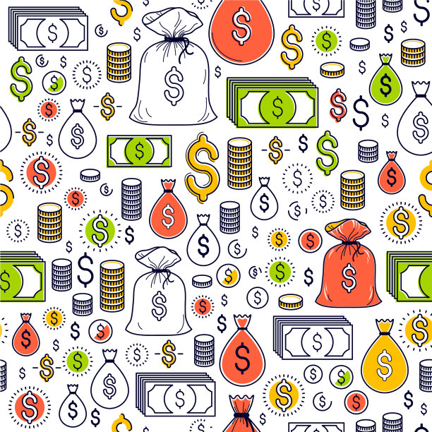 金融图标设置无缝背景美元图片下载