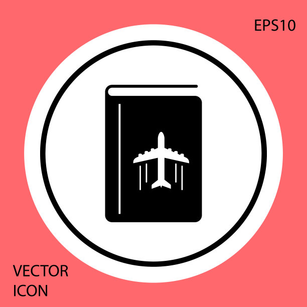黑色封面书旅游指南图标孤立在红色图片下载
