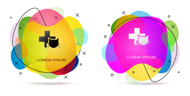 彩色兽医诊所标志图标隔离上图片下载