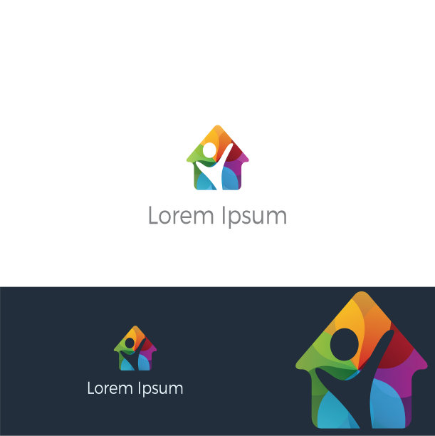 色彩缤纷的幸福家园地产标志图标图片下载