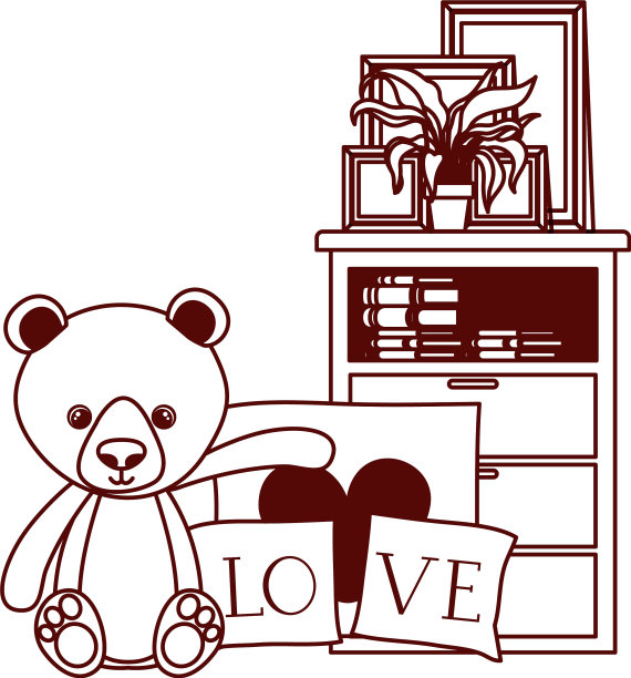 可爱的泰迪熊，毛绒枕头和图片下载