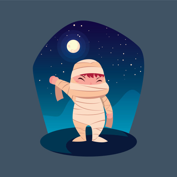 可爱男孩伪装木乃伊图片下载