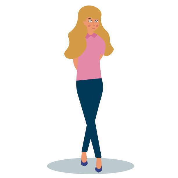 可爱的微笑女人站在时尚的姿势交叉图片下载