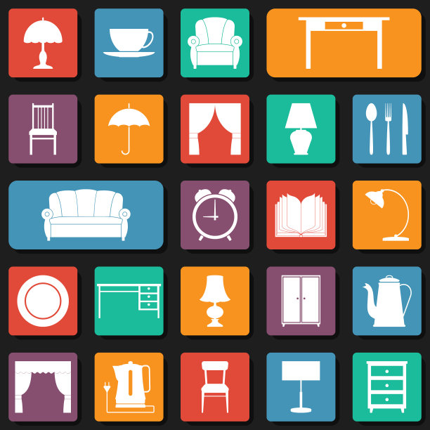 无缝背景与家具的图标图片下载