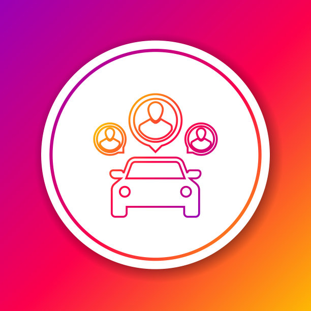 彩色汽车共享与群人线图标图片下载